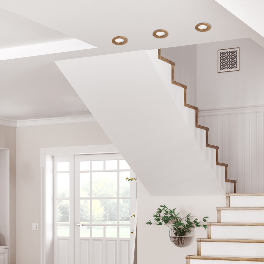 LED Recessed light WOODY SPOT LED/5,5W/230V 4000K walnut ø 10 cm