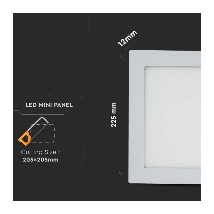 LED Recessed panel LED/18W/230V 3000K square
