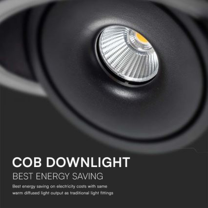 LED Recessed spotlight LED/20W/230V 3000/4000/6400K d. 16,5 cm black
