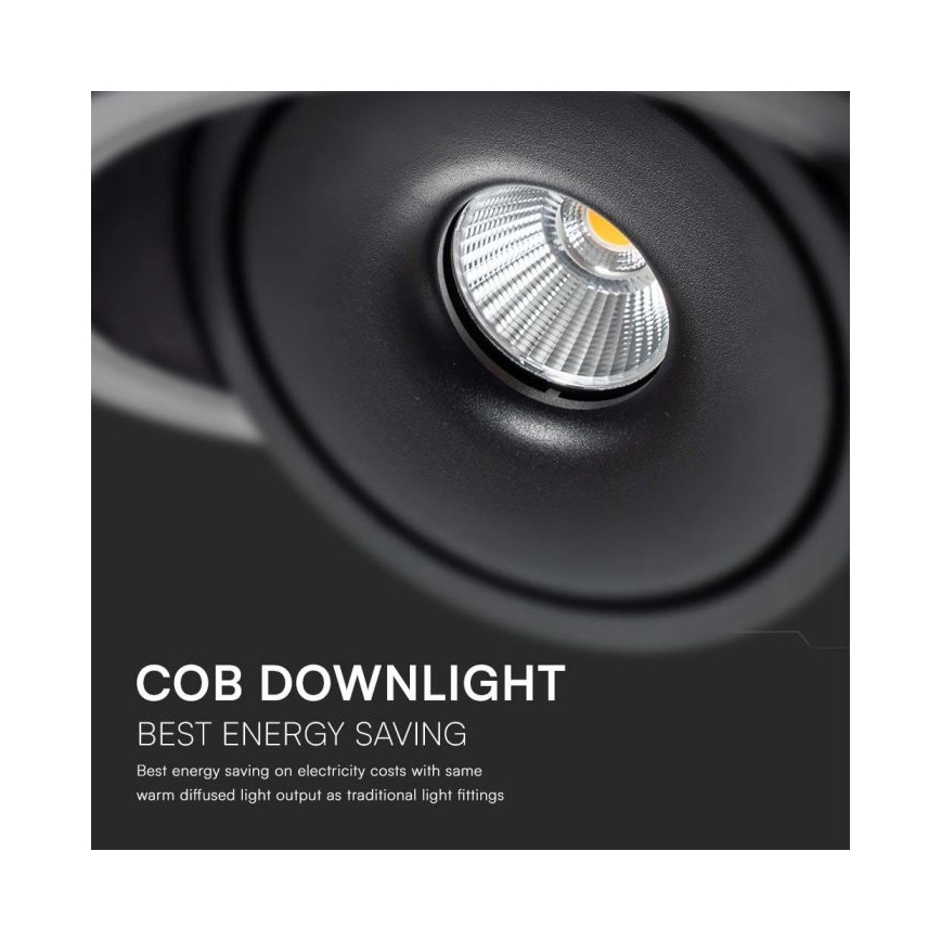 LED Recessed spotlight LED/20W/230V 3000/4000/6400K d. 16,5 cm black