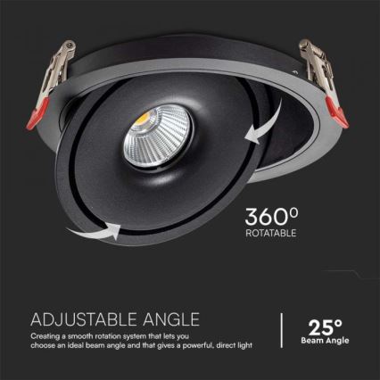 LED Recessed spotlight LED/20W/230V 3000/4000/6400K d. 16,5 cm black