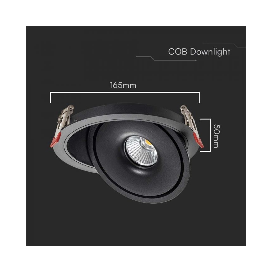 LED Recessed spotlight LED/20W/230V 3000/4000/6400K d. 16,5 cm black