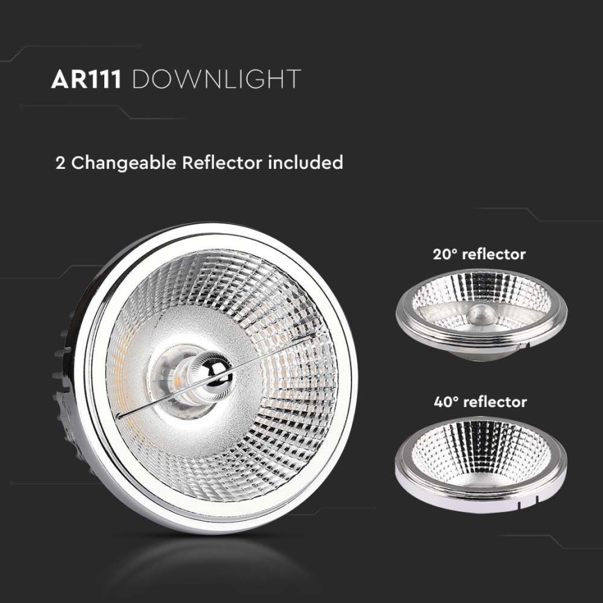 LED Recessed spotlight LED/20W/230V 4000K 40°/20° d. 11 cm shiny chrome