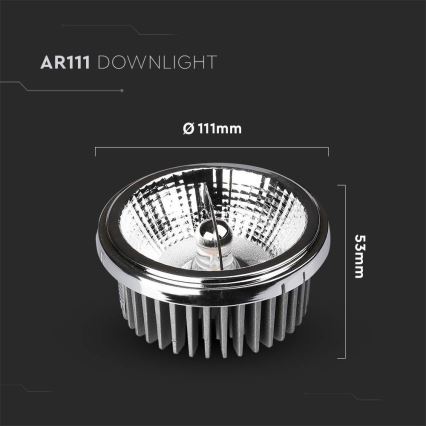 LED Recessed spotlight LED/20W/230V 4000K 40°/20° d. 11 cm shiny chrome