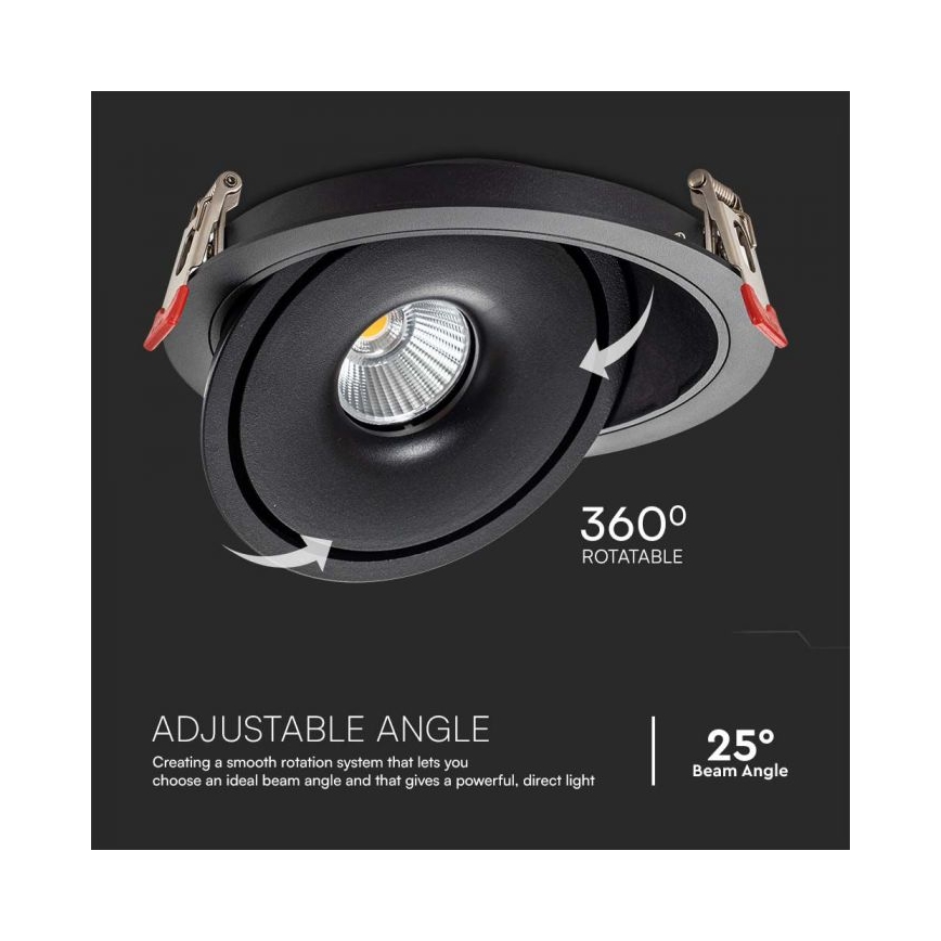 LED Recessed spotlight LED/28W/230V 3000/4000/6400K d. 20 cm black