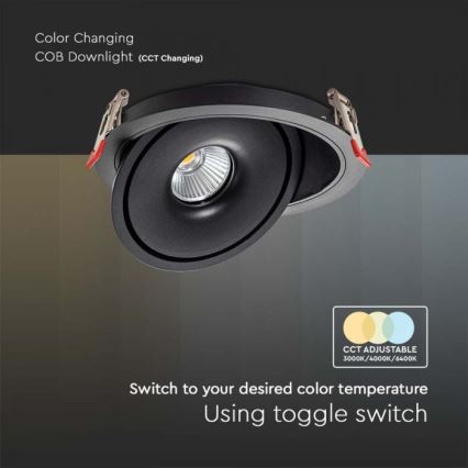 LED Recessed spotlight LED/28W/230V 3000/4000/6400K d. 20 cm black