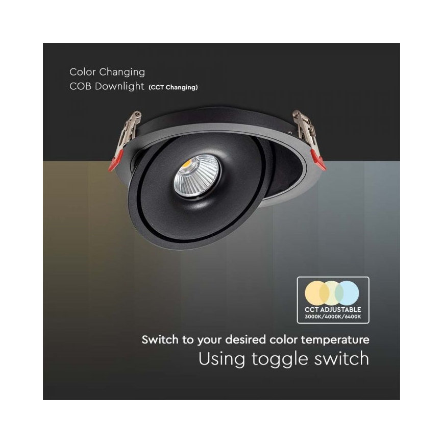 LED Recessed spotlight LED/28W/230V 3000/4000/6400K d. 20 cm black