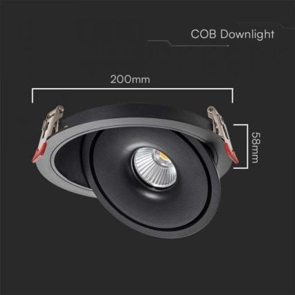 LED Recessed spotlight LED/28W/230V 3000/4000/6400K d. 20 cm black