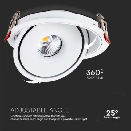LED Recessed spotlight LED/28W/230V 3000/4000/6400K d. 20 cm white