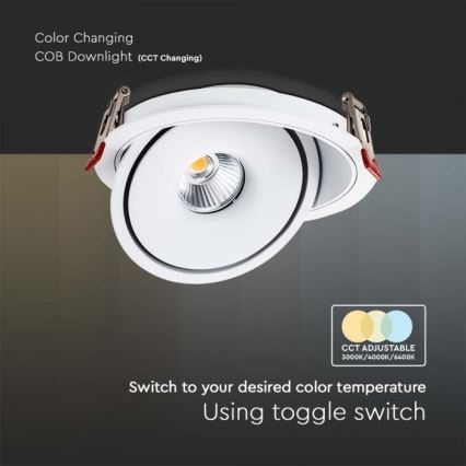 LED Recessed spotlight LED/28W/230V 3000/4000/6400K d. 20 cm white