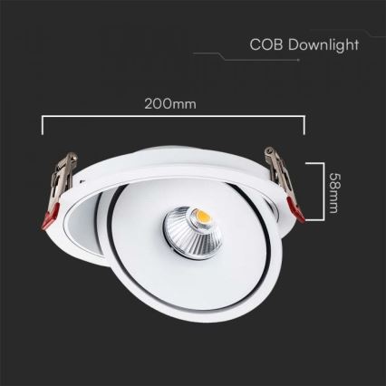 LED Recessed spotlight LED/28W/230V 3000/4000/6400K d. 20 cm white