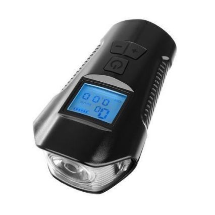 LED Rechargeable bike flashlight with a counter and bell LED/1500 mAh IP65