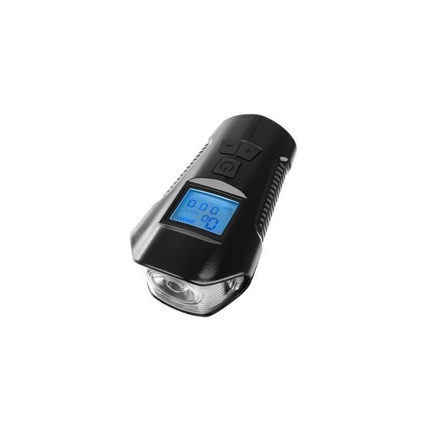 LED Rechargeable bike flashlight with a counter and bell LED/1500 mAh IP65
