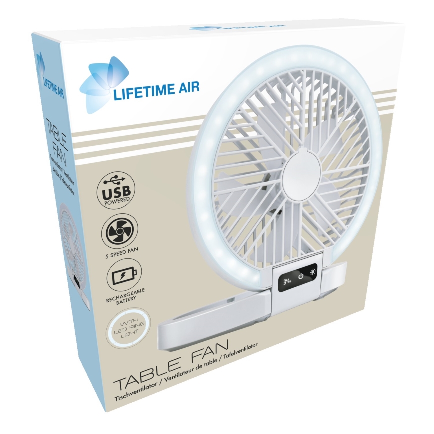 LED Rechargeable Desk Fan 3.7V 1200 mAh