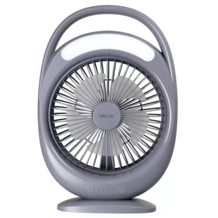 LED Rechargeable Desk Fan with LED Lighting, 2.8W/5V USB, 2400 mAh, Gray