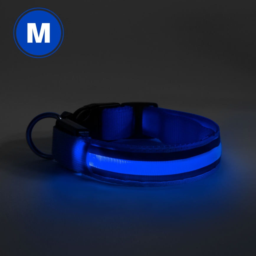 LED Rechargeable dog collar 40-48 cm 1xCR2032/5V/40 mAh blue