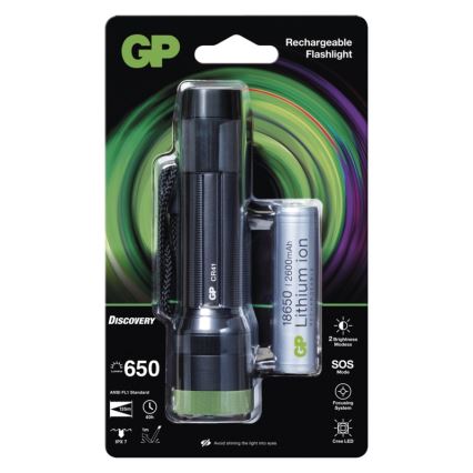 LED rechargeable flashlight GP DISCOVERY CR41 LED/Li-lon 3,7V IPX7