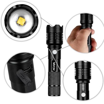 LED Rechargeable flashlight LED/10W/5V IPX4 800 shiny 1200 mAh