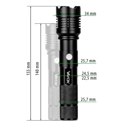 LED Rechargeable flashlight LED/10W/5V IPX4 800 shiny 1200 mAh