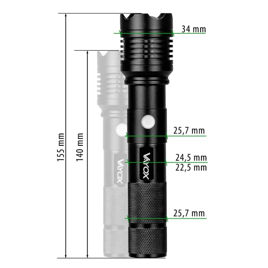 LED Rechargeable flashlight LED/10W/5V IPX4 800 shiny 1200 mAh