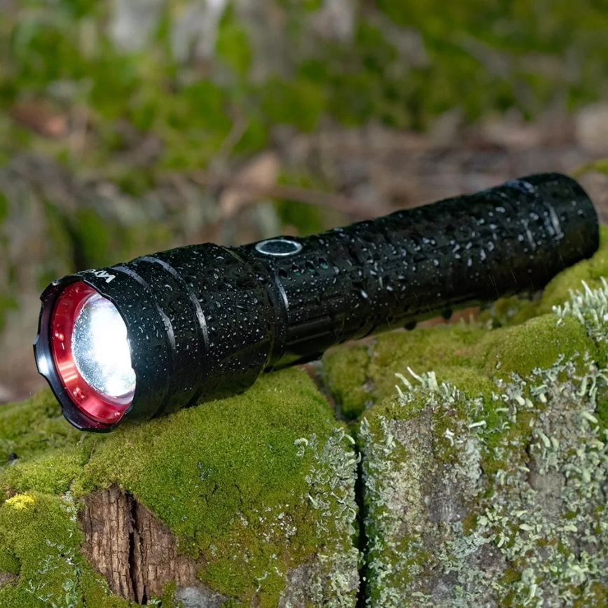 LED Dimmable rechargeable flashlight with a power bank function LED/30W/5V IPX5 1060 shiny 5000 mAh