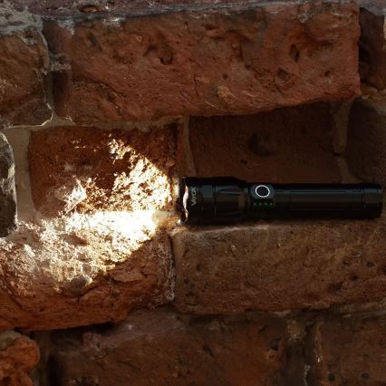 LED Dimmable rechargeable flashlight with a power bank function LED/30W/5V IPX5 1060 shiny 5000 mAh