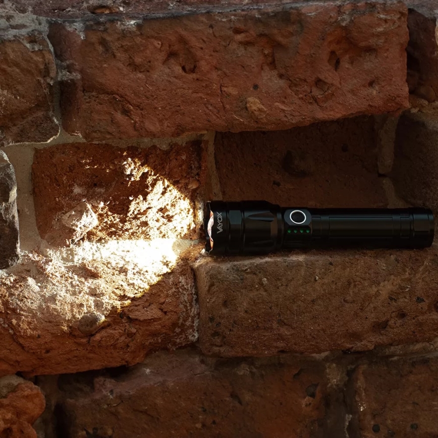 LED Dimmable rechargeable flashlight with a power bank function LED/30W/5V IPX5 1060 shiny 5000 mAh