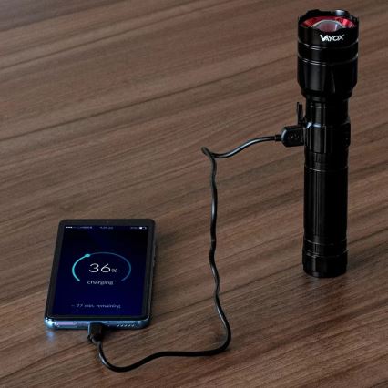 LED Dimmable rechargeable flashlight with a power bank function LED/30W/5V IPX5 1060 shiny 5000 mAh