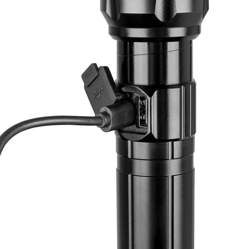 LED Dimmable rechargeable flashlight with a power bank function LED/30W/5V IPX5 1060 shiny 5000 mAh