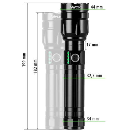 LED Dimmable rechargeable flashlight with a power bank function LED/30W/5V IPX5 1060 shiny 5000 mAh