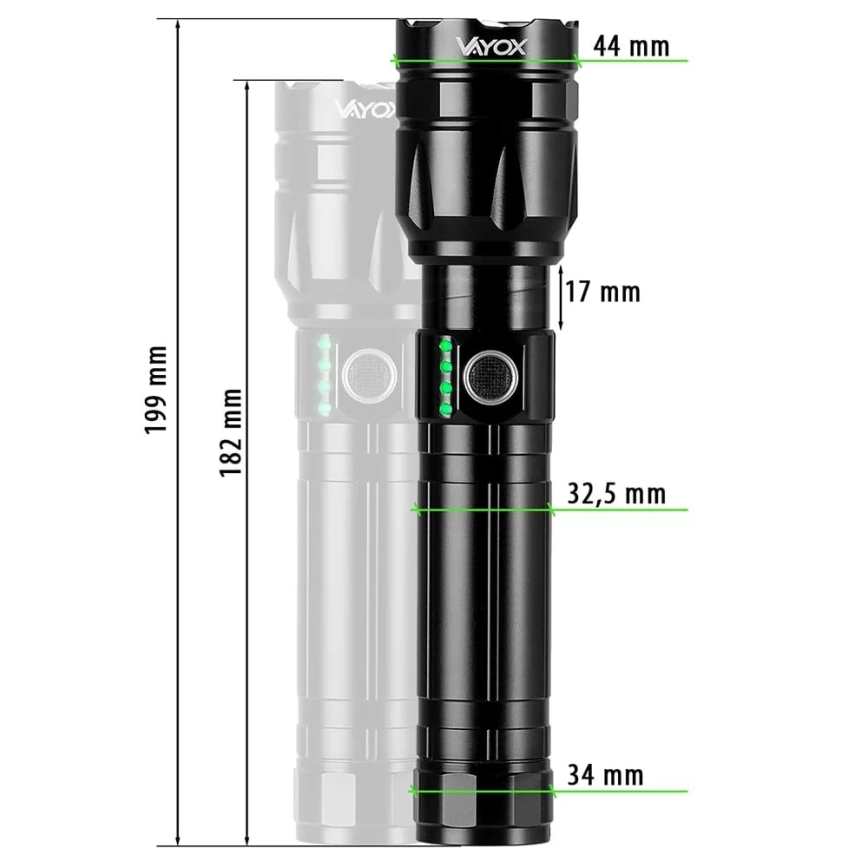 LED Dimmable rechargeable flashlight with a power bank function LED/30W/5V IPX5 1060 shiny 5000 mAh