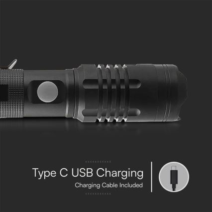 LED Rechargeable flashlight USB LED/10W/5V IP54 1000 lm