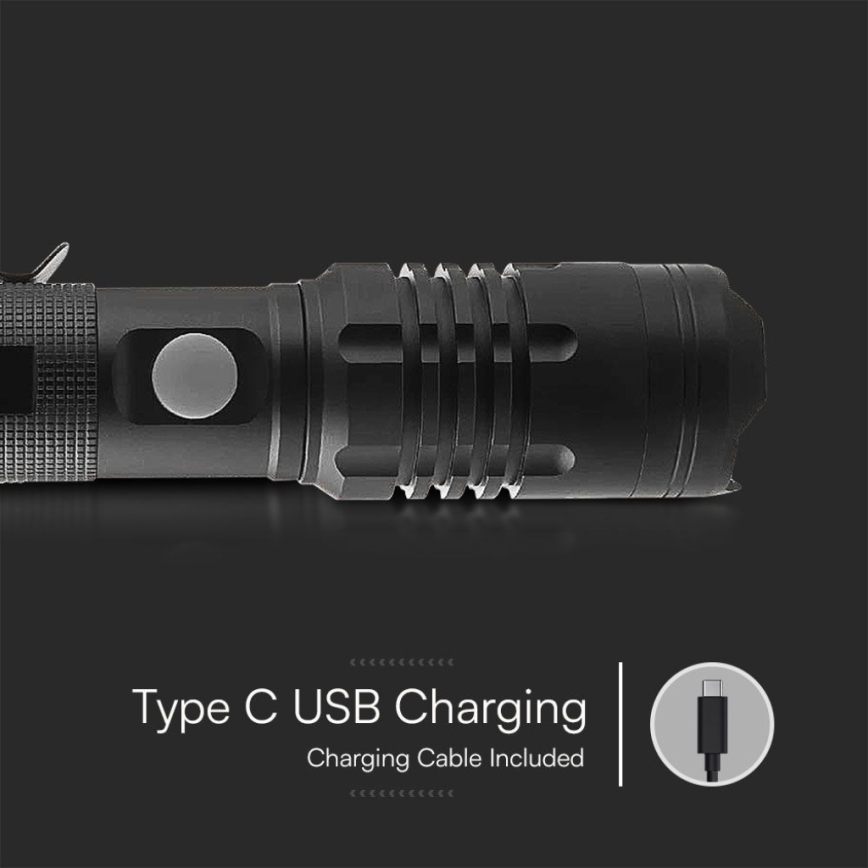 LED Rechargeable flashlight USB LED/10W/5V IP54 1000 lm