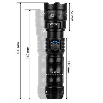 LED Dimmable rechargeable flashlight with a power bank function LED/10W/5V IPX4 600 shiny 2000 mAh