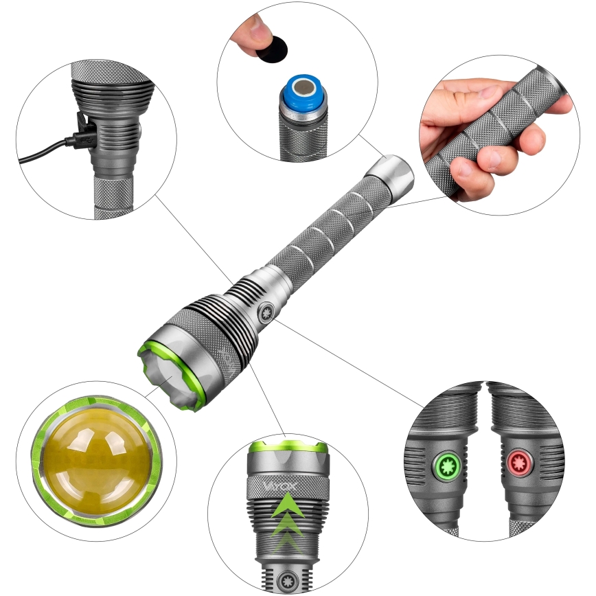 LED Dimmable rechargeable flashlight with a power bank function LED/5V IPX7 10000 shiny 2600 mAh