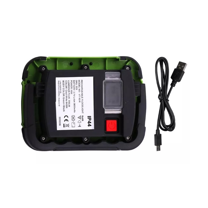 LED Rechargeable floodlight SAMSUNG CHIP LED/10W/3,7V IP44 4000K green