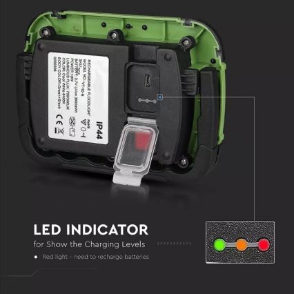 LED Rechargeable floodlight SAMSUNG CHIP LED/10W/3,7V IP44 4000K green