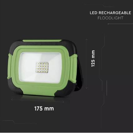 LED Rechargeable floodlight SAMSUNG CHIP LED/10W/3,7V IP44 4000K green