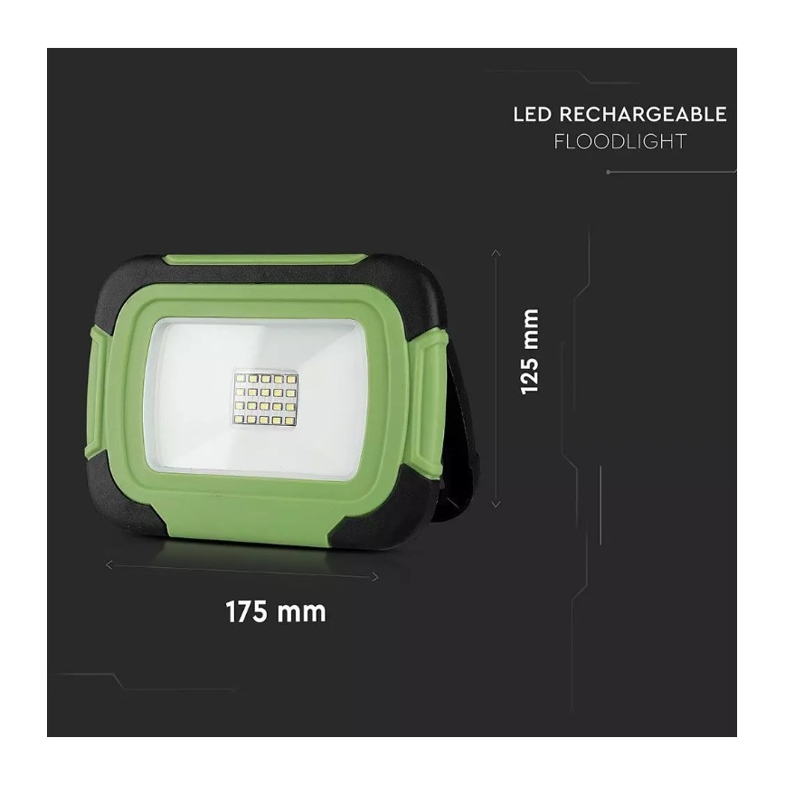 LED Rechargeable floodlight SAMSUNG CHIP LED/10W/3,7V IP44 4000K green