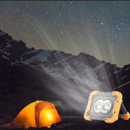 LED Rechargeable floodlight with power bank function LED/20W/5V 4400 mAh IP44 black/yellow