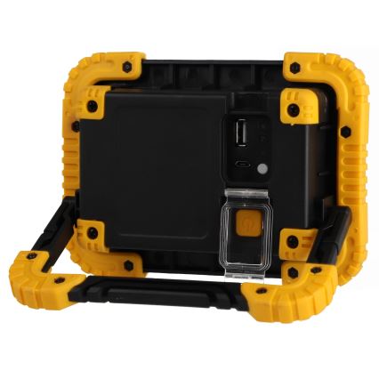 LED Rechargeable floodlight with power bank function LED/20W/5V 4400 mAh IP44 black/yellow