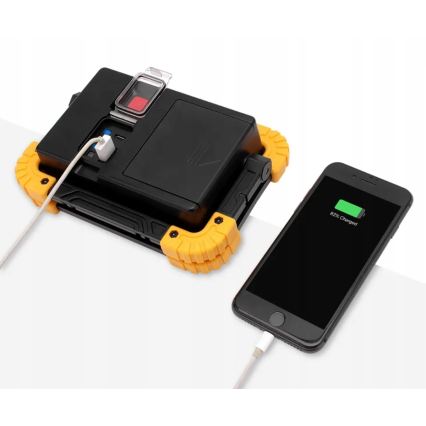 LED Rechargeable floodlight with power bank function LED/20W/5V 4400 mAh IP44 black/yellow