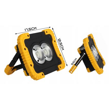 LED Rechargeable floodlight with power bank function LED/20W/5V 4400 mAh IP44 black/yellow
