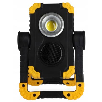 LED Rechargeable floodlight with speaker and power bank function LED/10W/5V 4400 mAh IP44 black/yellow