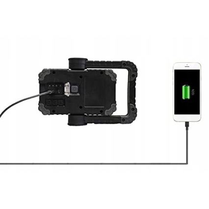 LED Rechargeable floodlight with speaker and power bank function LED/10W/5V 4400 mAh IP44 black/yellow
