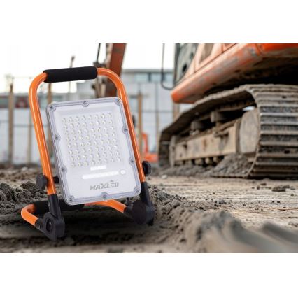 LED Dimmable Rechargeable Floodlight with Stand LED/50W/3,2V 4500K 5000 mAh IP65 Orange
