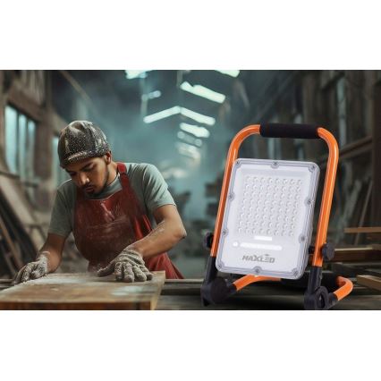 LED Dimmable Rechargeable Floodlight with Stand LED/50W/3,2V 4500K 5000 mAh IP65 Orange