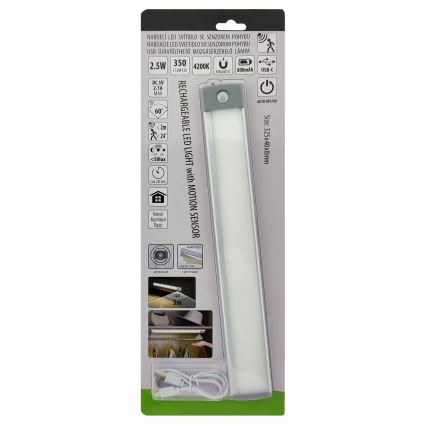 LED Rechargeable furniture lighting with a sensor LED/2,5W/5V USB 800 mAh 4200K 32,5 cm