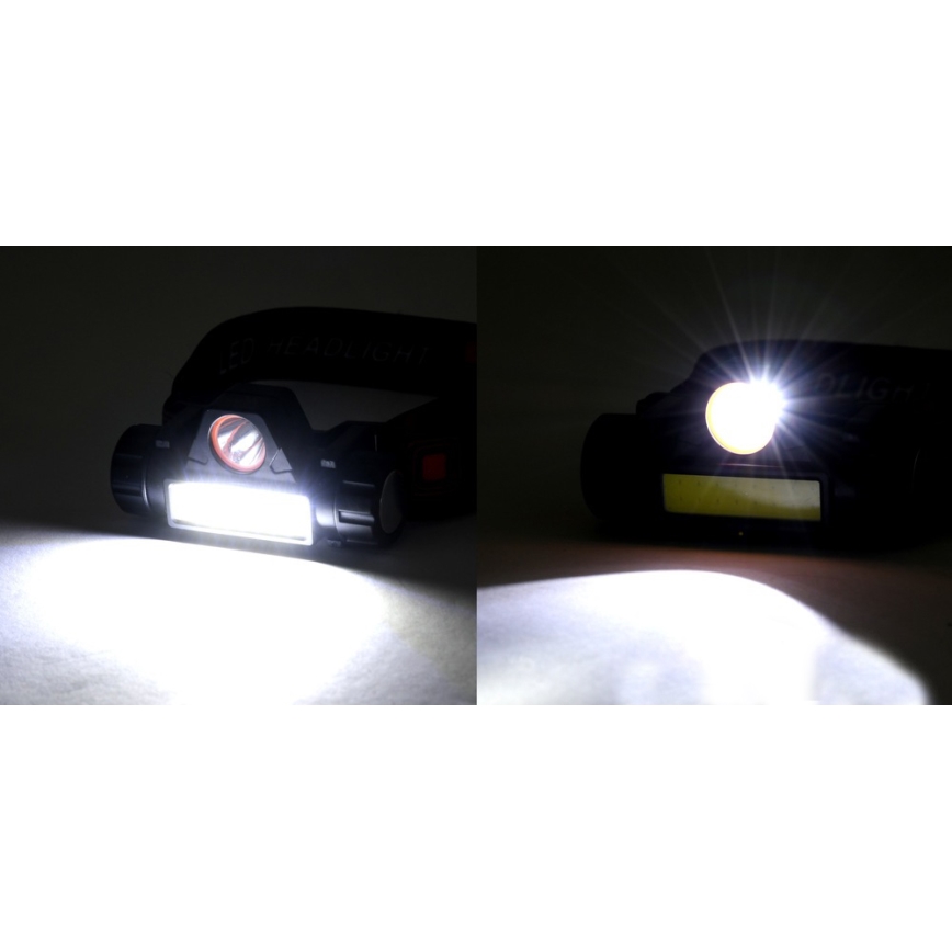 LED Rechargeable headlamp LED/1200mAh black/red