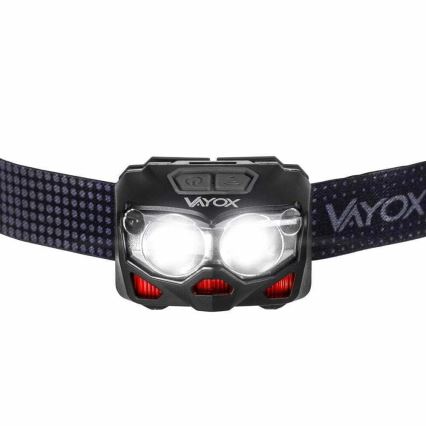 LED Dimmable rechargeable headlamp with sensor and red light 2xLED/5W/5V/3xAAA IP65 500 shiny 1200 mAh